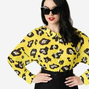 Jealous Tomato Yellow Leopard Blouse